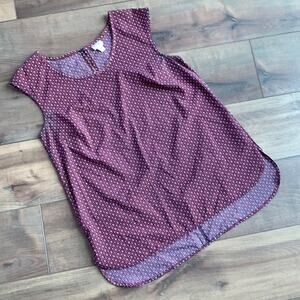 Merona Sleeveless Purple & Orange High Low Tank Blouse Sz M